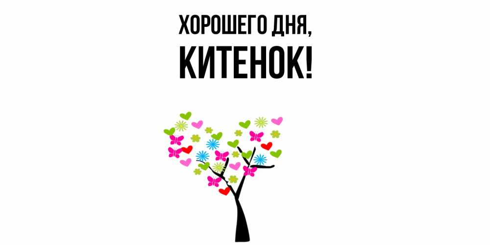 Открытка  для любимых и родных. китенок, Хорошего дня  