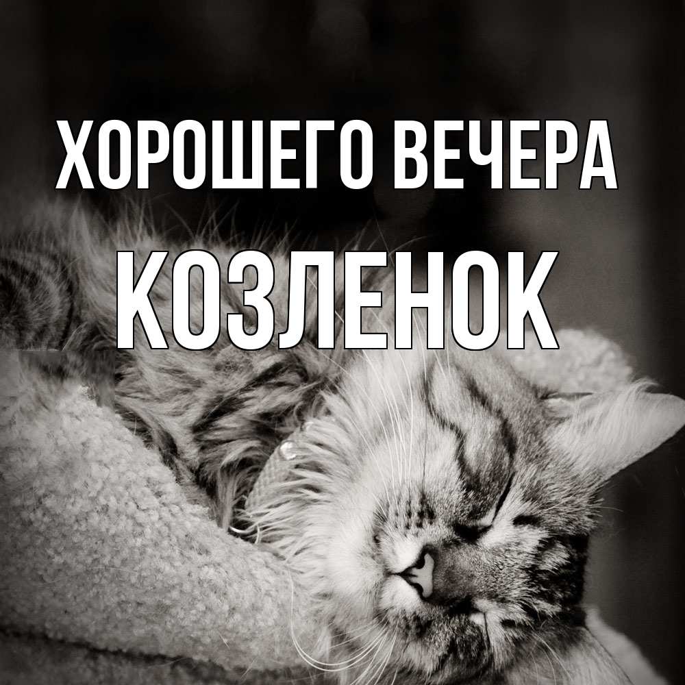 Открытка с именем, козленок, Хорошего вечера