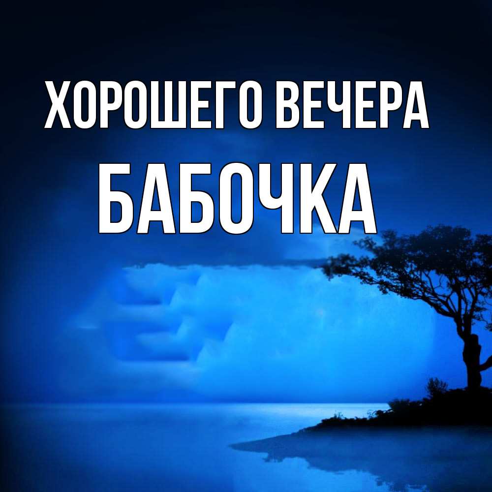 Открытка  для любимых и родных. бабочка, Хорошего вечера  