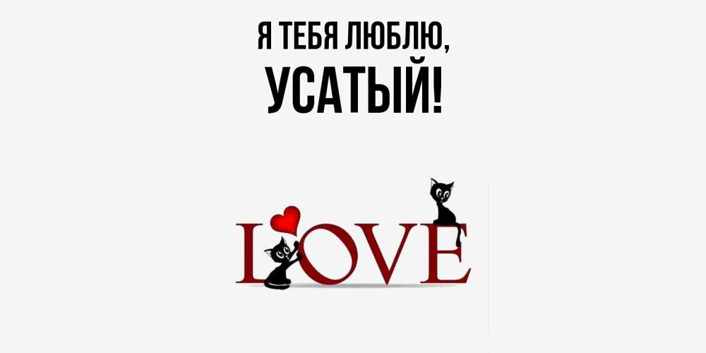 Открытка  для любимых и родных. усатый, Я тебя люблю  