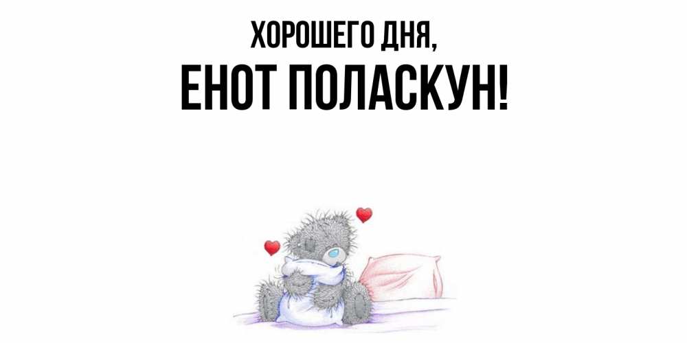 Открытка  для любимых и родных. енот, Хорошего дня  