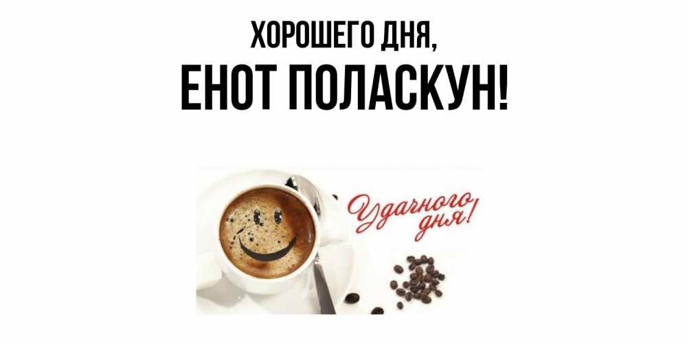 Открытка  для любимых и родных. енот, Хорошего дня  